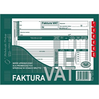Faktura Vat Brutto Uproszczona A5 O1k Biuro Bazar